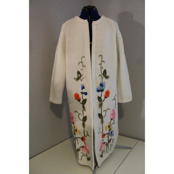 Pheonix Tokyo Original Sweaters - VTG  lrg Phoenix Tokyo long Cardigan cottage core grandma core knit‎